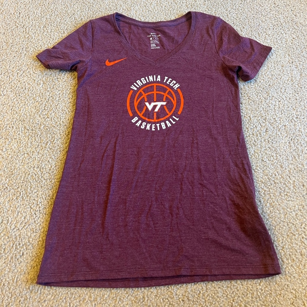 Nike Virginia Tech basketball Burgundy and Orange Women's Short Sleeve Tee